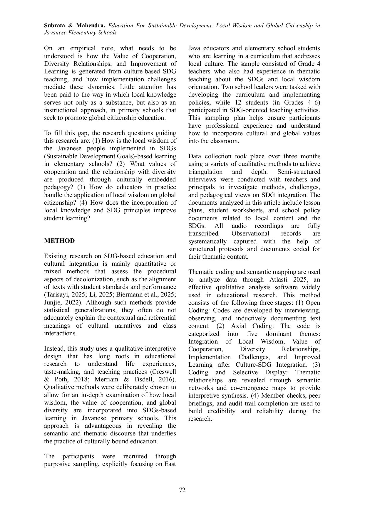 JURIS Education For Sustainable Development Local Wisdom and Global Citizenship in Javanese Elementary Schools