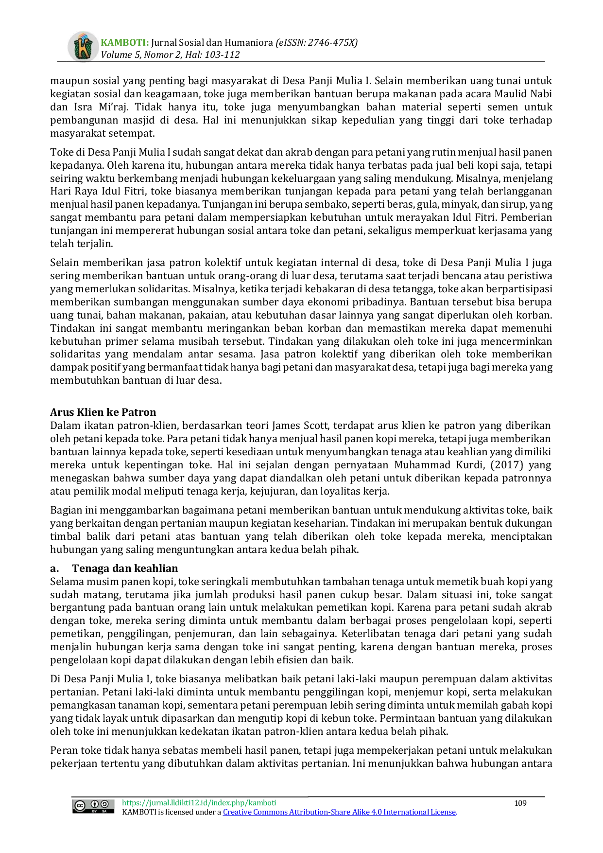 JURIS Ikatan Patron Klien dalam Pertanian Kopi Peran Toke dalam Kesejahteraan Petani