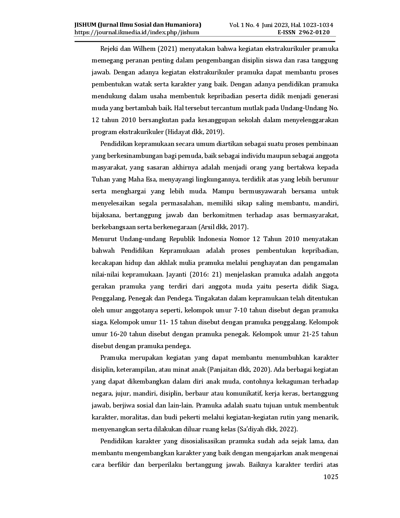 juris Strategi Pembentukan Karakter Disiplin dan Tanggung Jawab Siswa Melalui Kegiatan Ekstrakurikuler Pramuka di SDN Komplek Kenjeran II 506 Surabaya