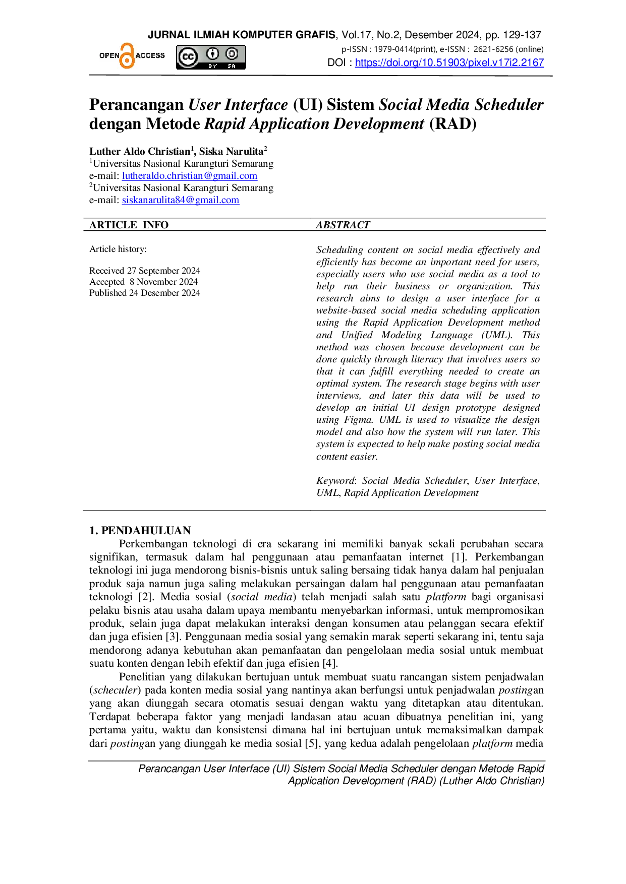 JURIS Designing User Interface UI of Social Media Scheduler System with Rapid Application Development RAD Method