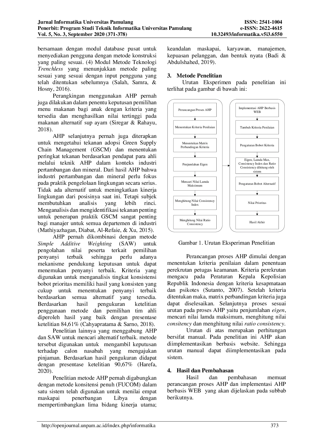 JURIS Penerapan Metode Analytical Hierarchy Process AHP dalam Perekrutan Petugas Keamanan