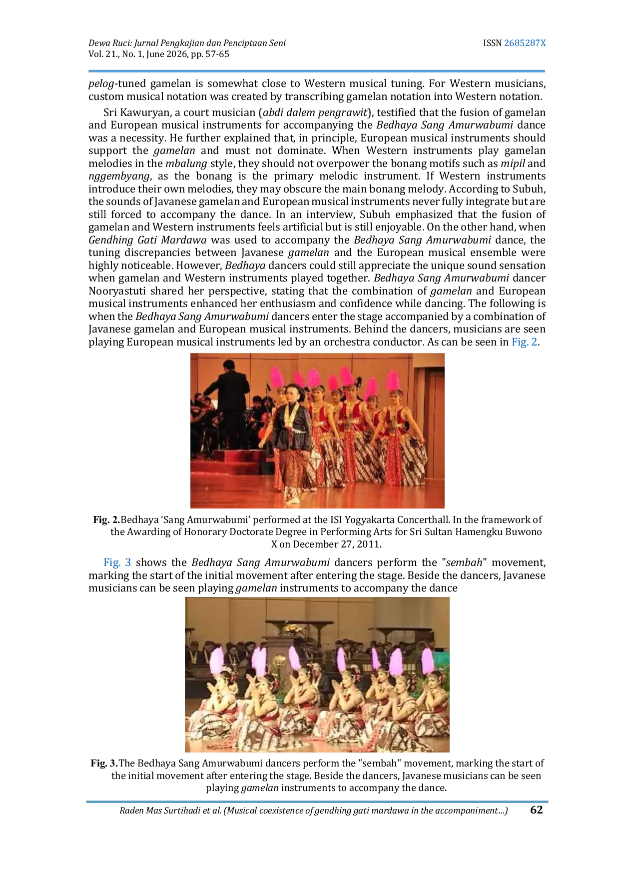 JURIS Musical coexistence of gendhing gati mardawa in the accompaniment of bedhaya sang amurwabumi dance