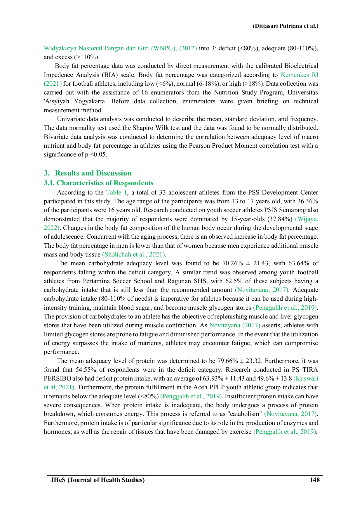 JURIS Macronutrients Adequacy and Body Fat Percentage among Adolescent Football Athletes