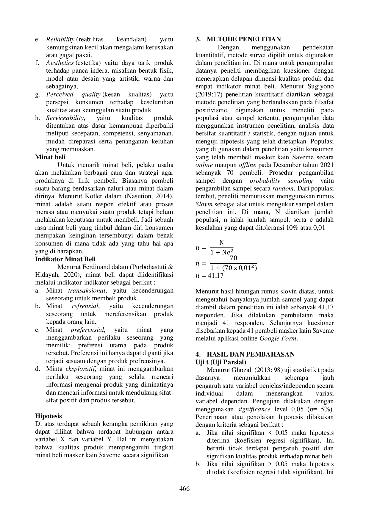 JURIS Pengaruh Kualitas Produk Terhadap Minat Beli Masker Kain Di Saveme Bandung