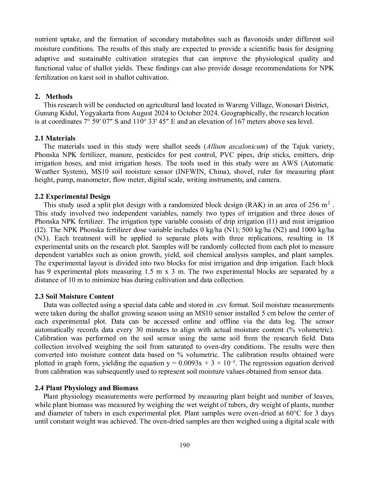 JURIS Micro Irrigation and NPK Fertilization to Improve Nutrient Uptake and Flavonoid of Shallot in Karst Land