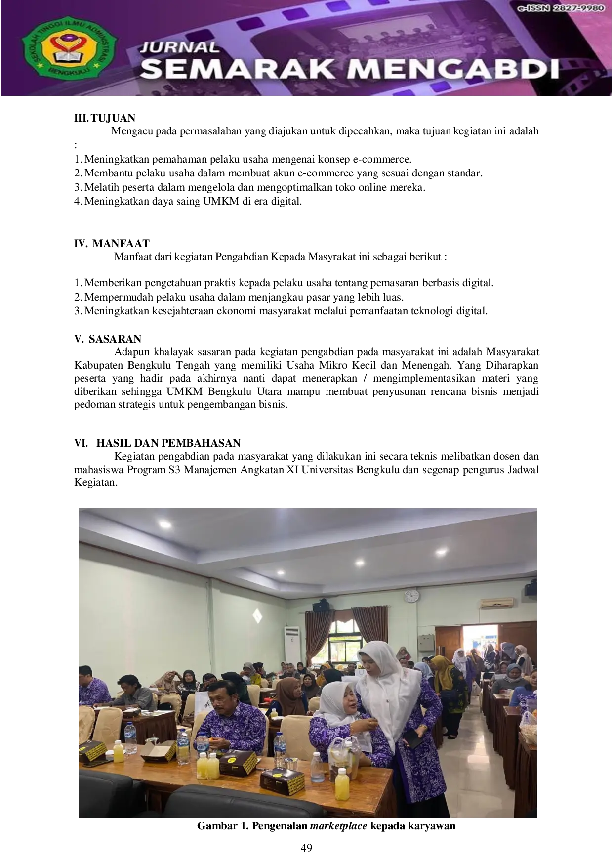 JURIS Pelatihan dan Pendampingan Pemasaran Berbasis E Commerce Membuat Akun di E Commerce Dengan Baik Untuk Menigkatkan Penjualan Produk Lokal