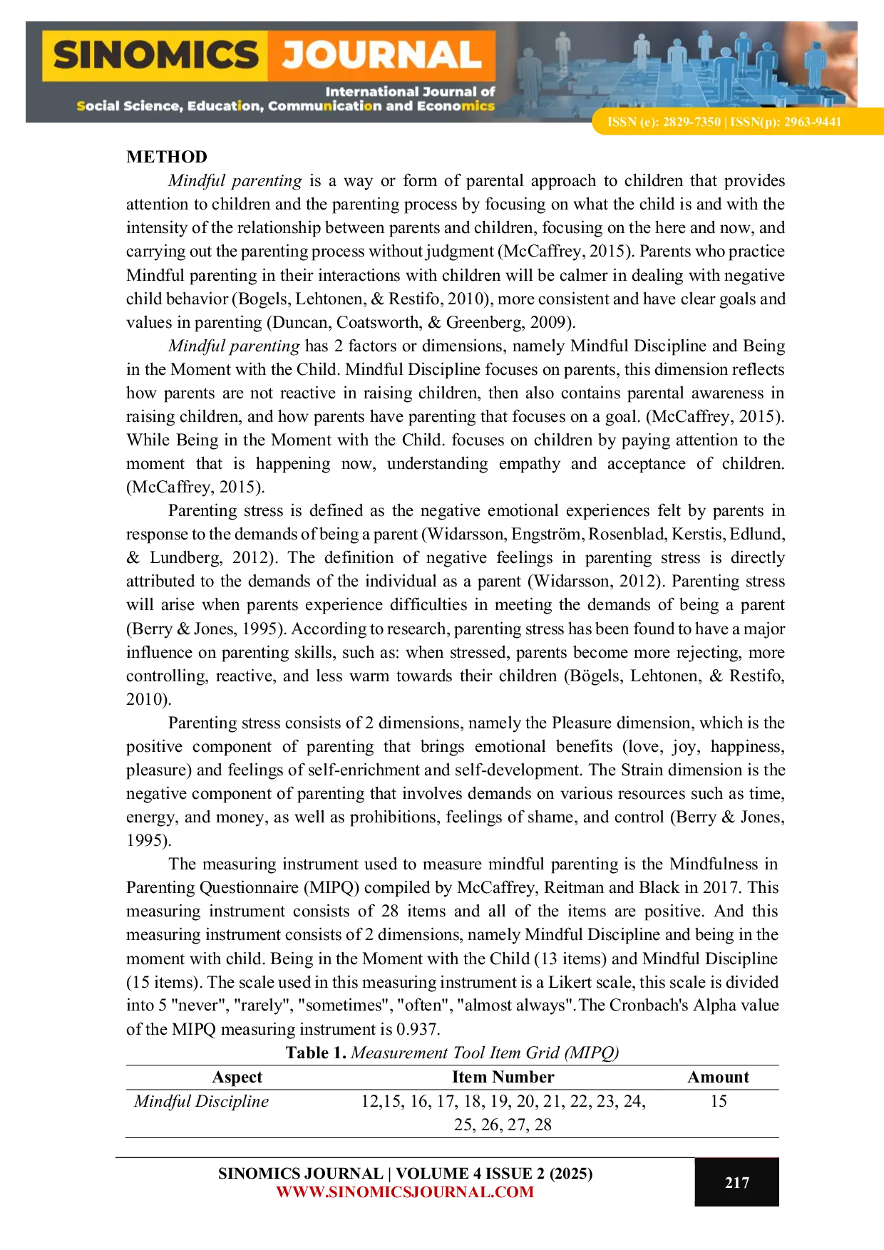 JURIS The Influence of Mindful Parenting on Parenting Stress of Housewives in Accompanying Middle Childhood Age Children