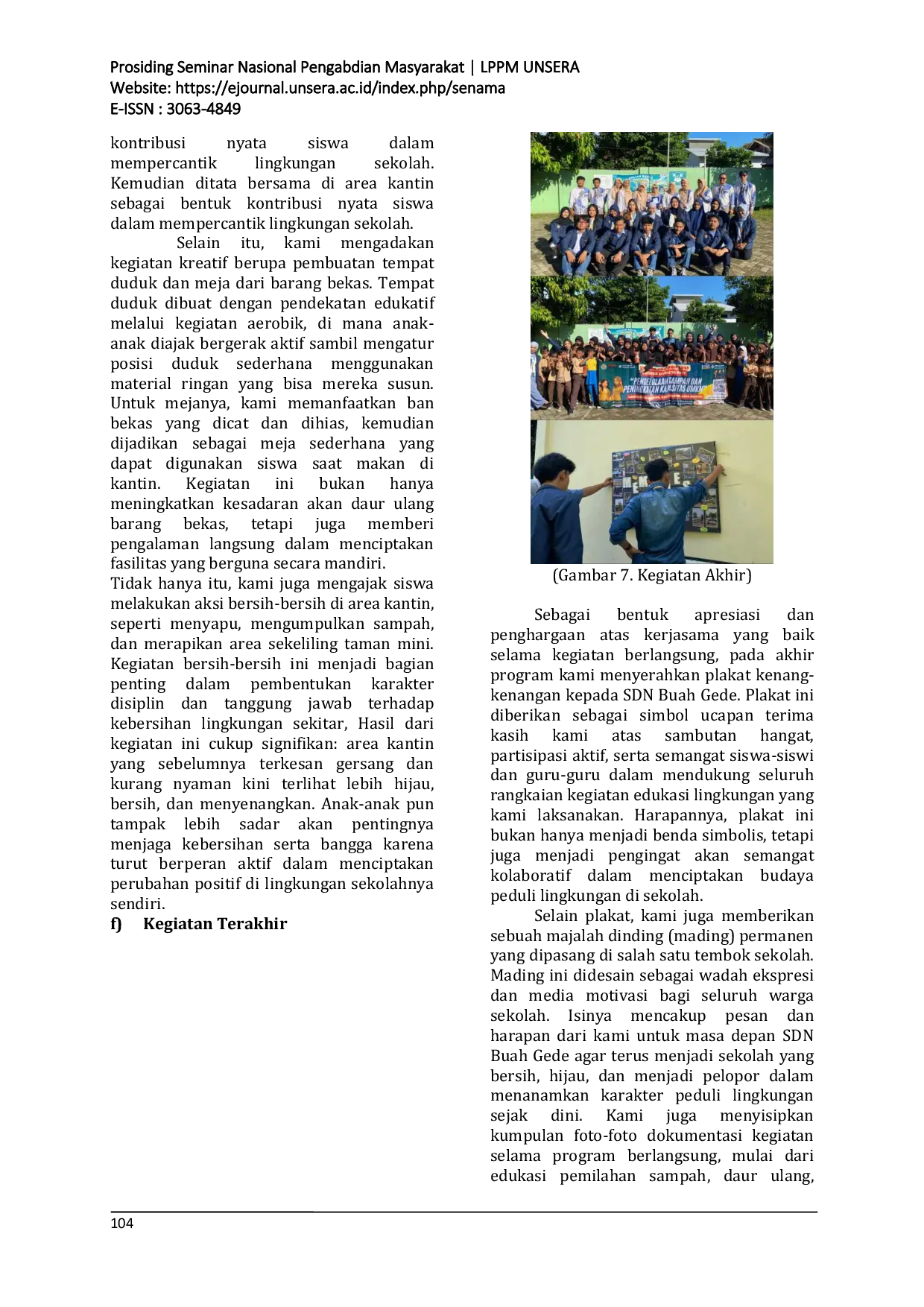 JURIS Pembentukan Karakter Peduli Lingkungan Melalui Edukasi Pengelolaan Sampah di SDN Buah Gede