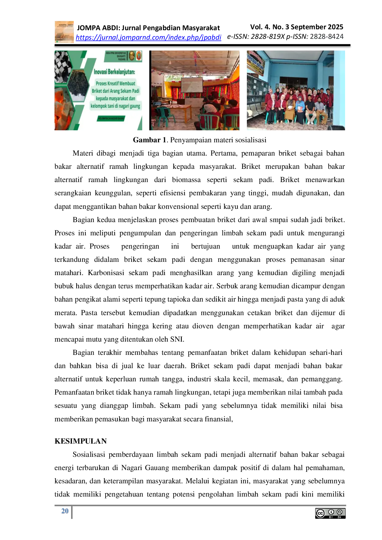 JURIS Pemanfatan Limbah Sekam Padi Sebagai Alternatif Bahan Bakar Sebagai Energi Terbarukan Di Nagari Gauang