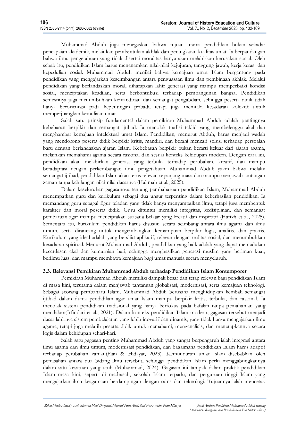 JURIS Studi Analisis Pemikiran Muhammad Abduh tentang Modernitas Beragama dan Pembaharuan Pendidikan Islam