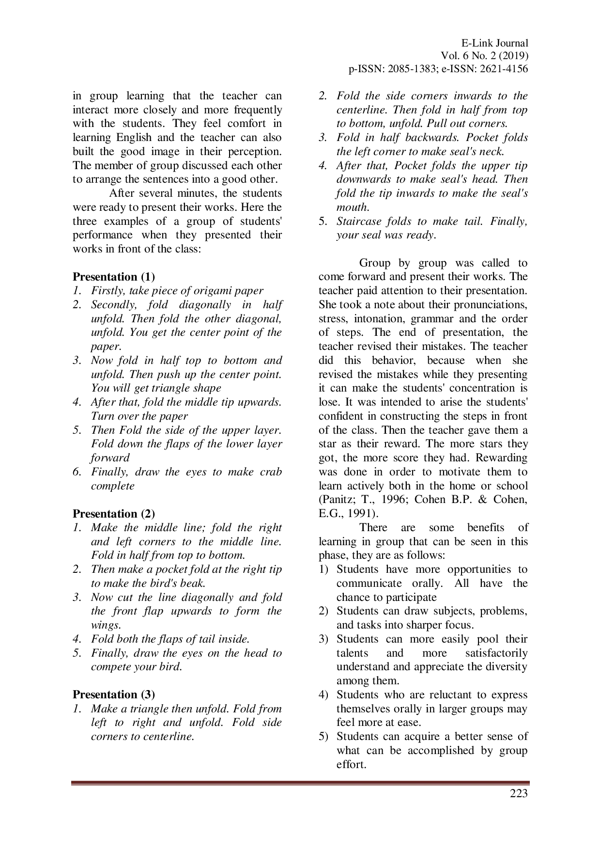 juris Origami An Alternative Media to Teach Procedure Text in Speaking