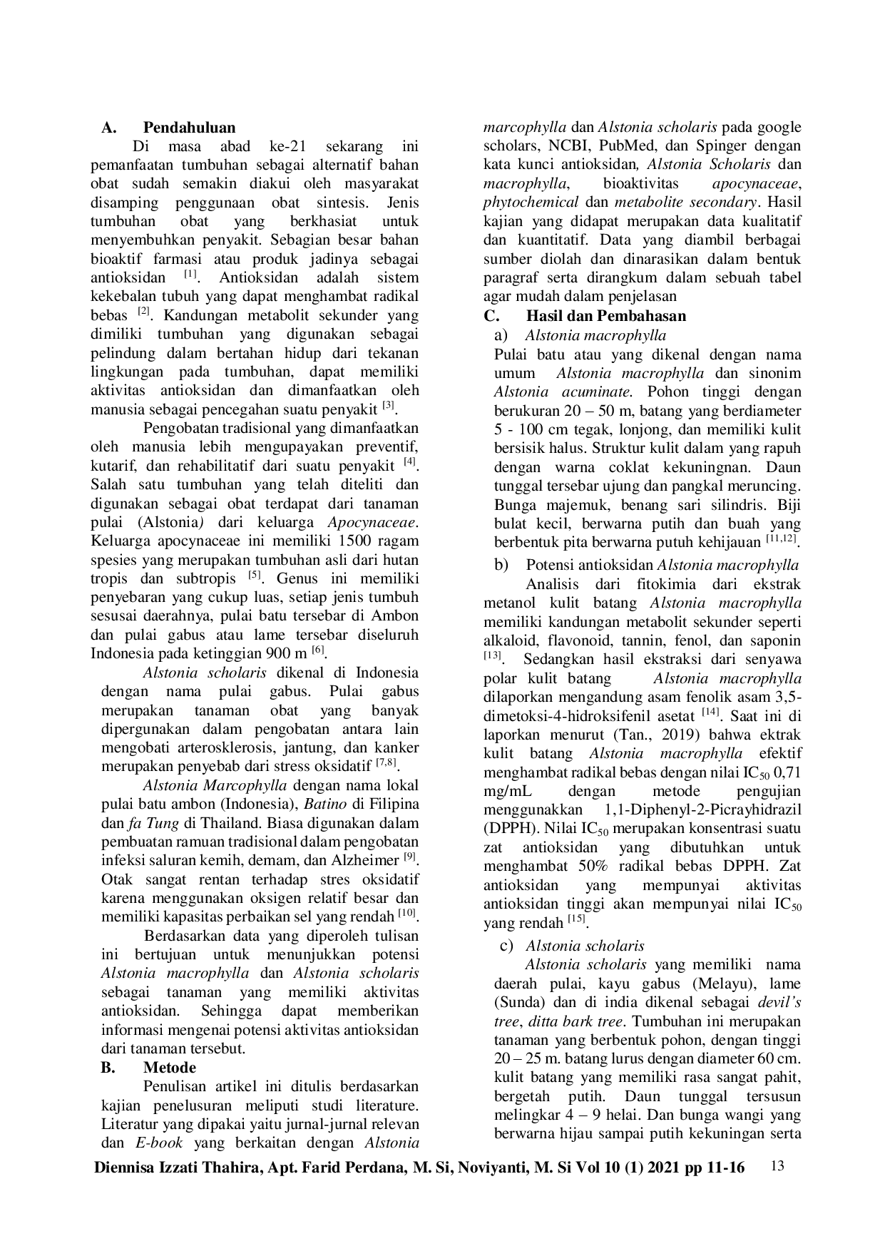 JURIS Potensi Aktivitas Antioksidan Alstonia Scholaris dan Alstonia Macrophylla