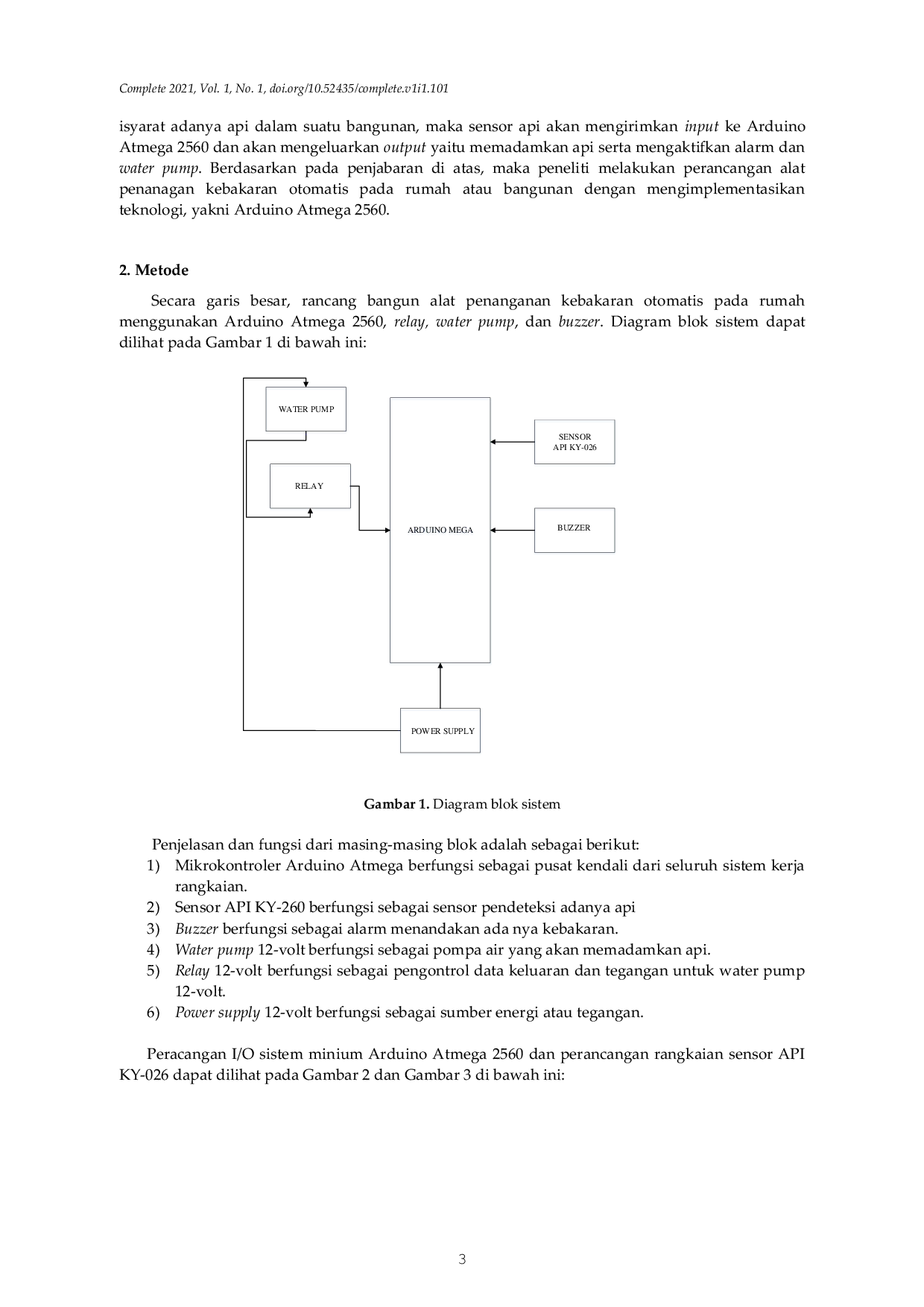 JURIS Rancang Bangun Alat Penanganan Kebakaran Otomatis pada Rumah Menggunakan Arduino Atmega 2560