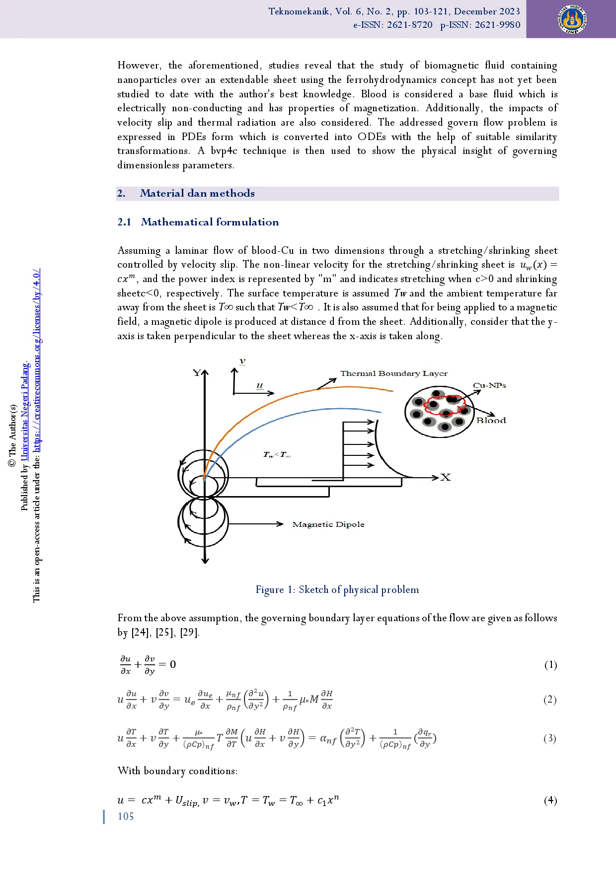 juris Numerical study on heat and flow transfer of biomagnetic fluid with copper nanoparticles over a linear extended sheet under the influence of magnetic dipole and thermal radiation