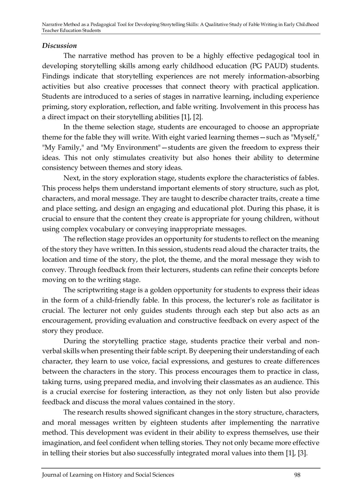 JURIS Narrative Method as a Pedagogical Tool for Developing Storytelling Skills A Qualitative Study of Fable Writing in Early Childhood Teacher Education Students