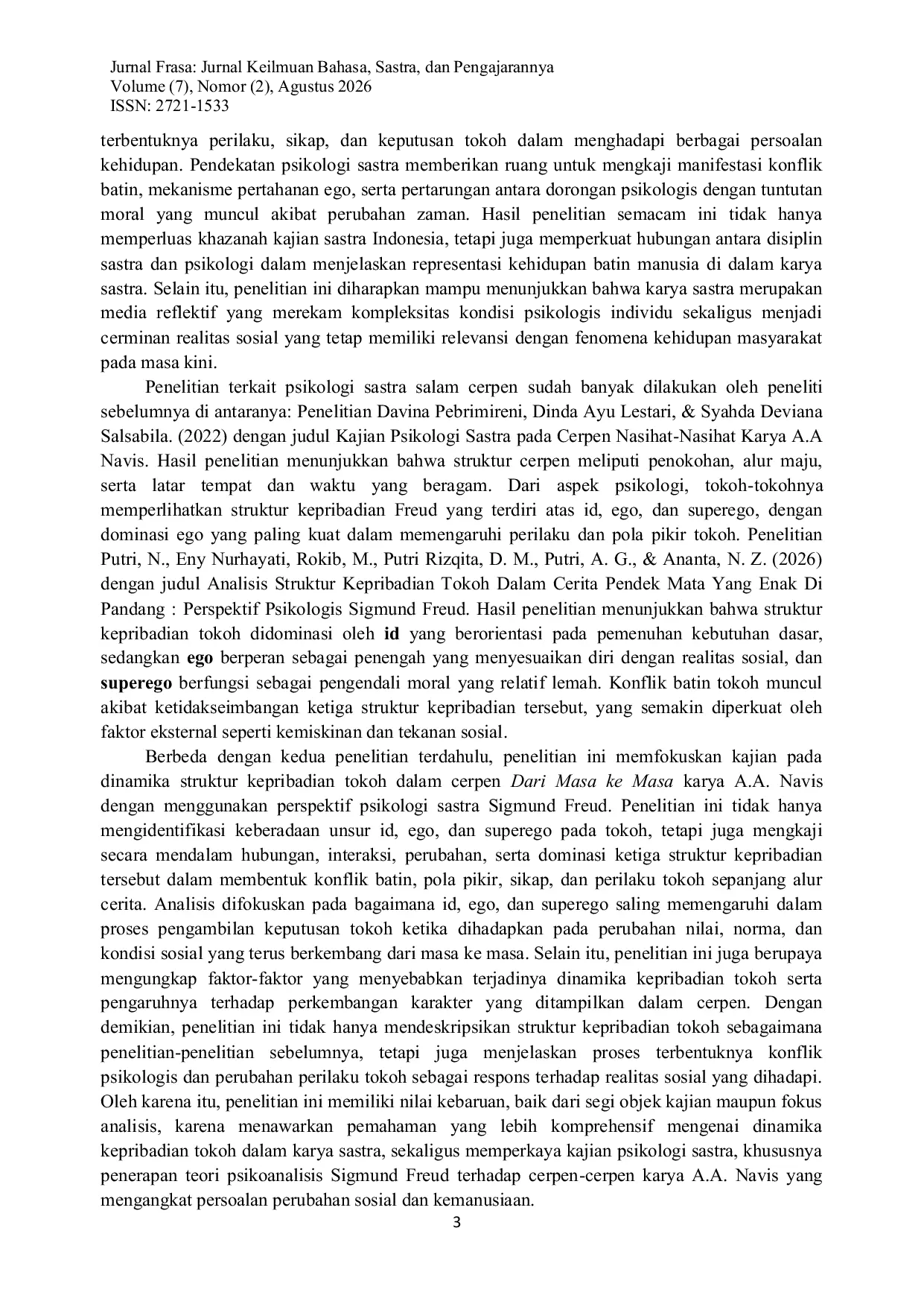 JURIS Dinamika Struktur Kepribadian Tokoh dalam Cerpen Dari Masa Ke Masa Karya A A Navis Kajian Psikologi Sastra Sigmund Freud