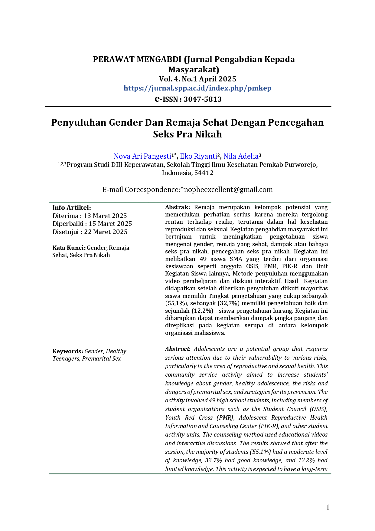 juris Penyuluhan Gender Dan Remaja Sehat Dengan Pencegahan Seks Pra Nikah