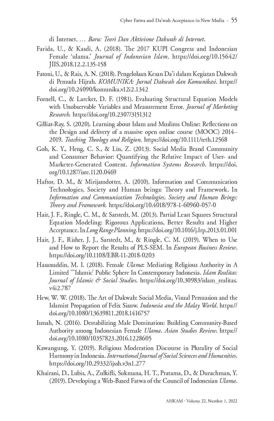 juris Cyber Fatwa and Da wah Acceptance in New Media How Technology Affects Religious Message by Female Ulama