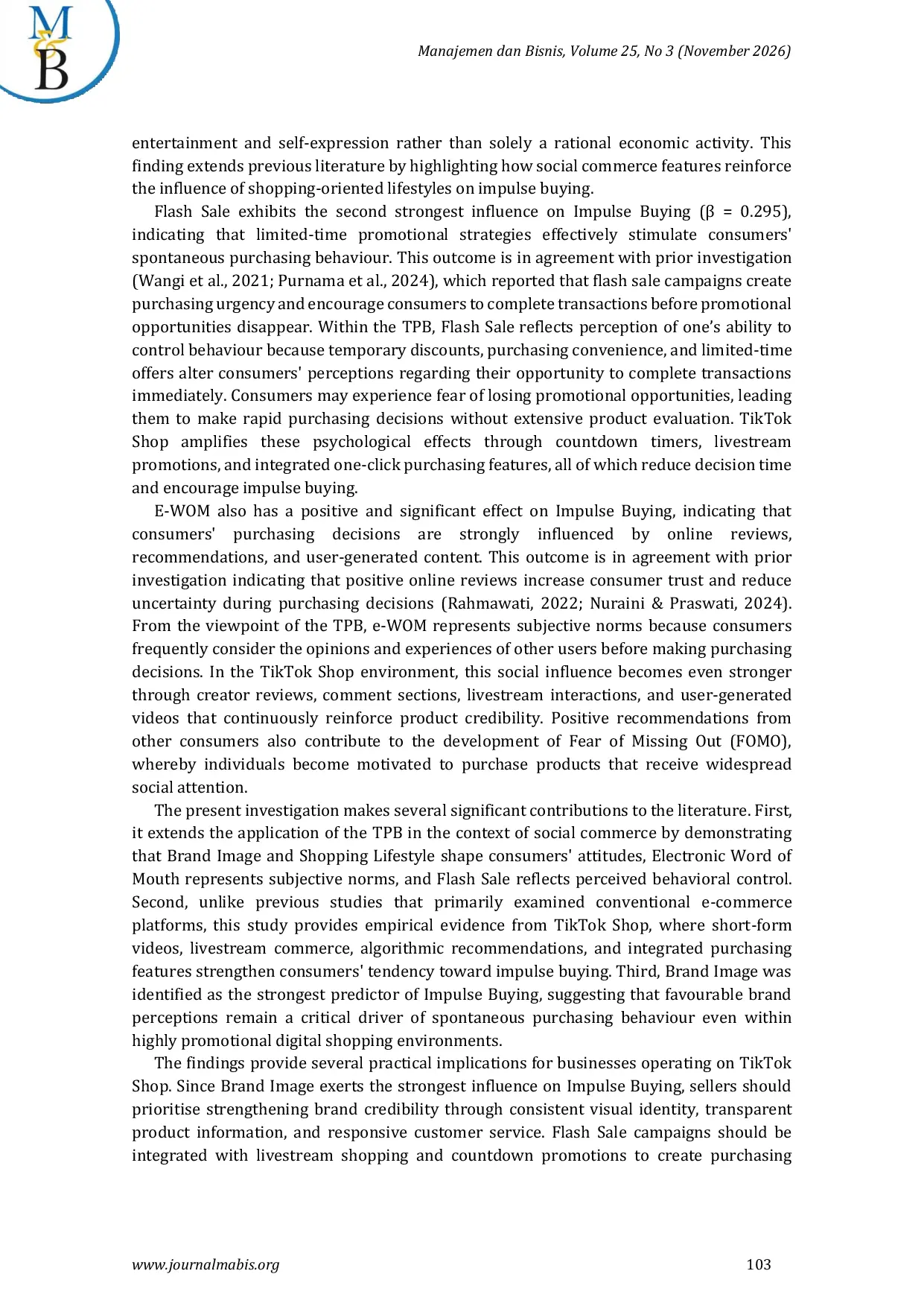 JURIS The effect of brand image shopping lifestyle flash sale and e WOM on impulse buying among Tiktok users