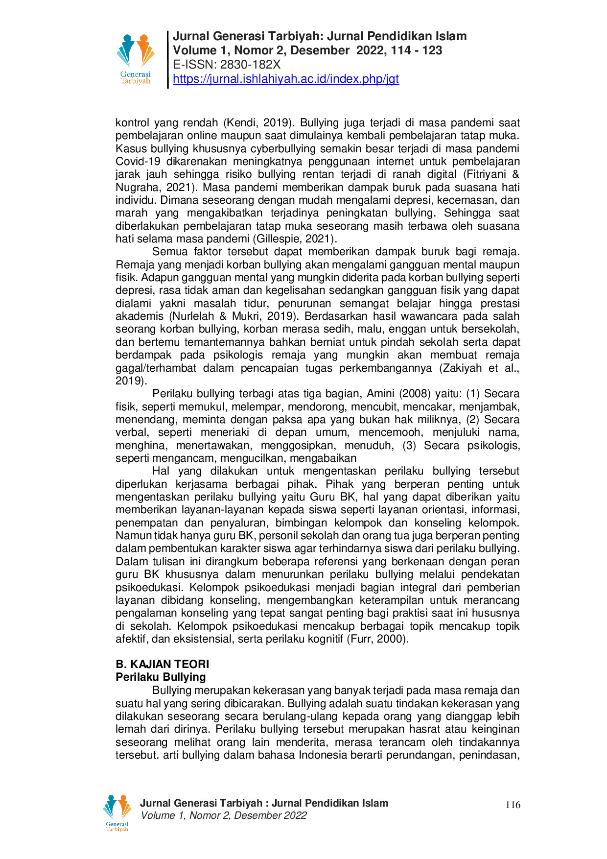 JURIS Peran Guru Bimbingan Dan Konseling Dalam Penurunan Perilaku Bullying Dengan Pendekatan Psikoedukasi