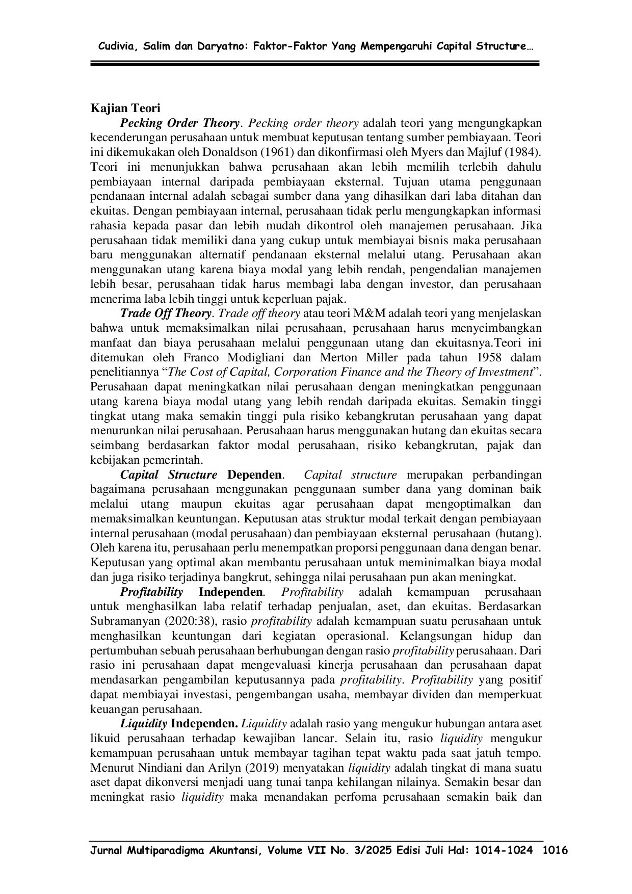 JURIS Faktor Faktor Yang Mempengaruhi Capital Structure Pada Consumer Non Cyclicals Dan Cyclicals