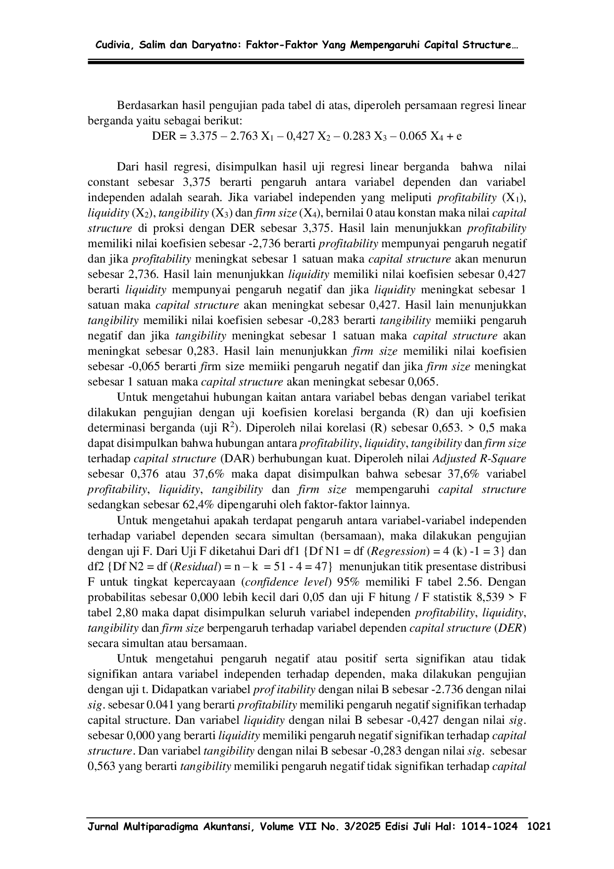 JURIS Faktor Faktor Yang Mempengaruhi Capital Structure Pada Consumer Non Cyclicals Dan Cyclicals