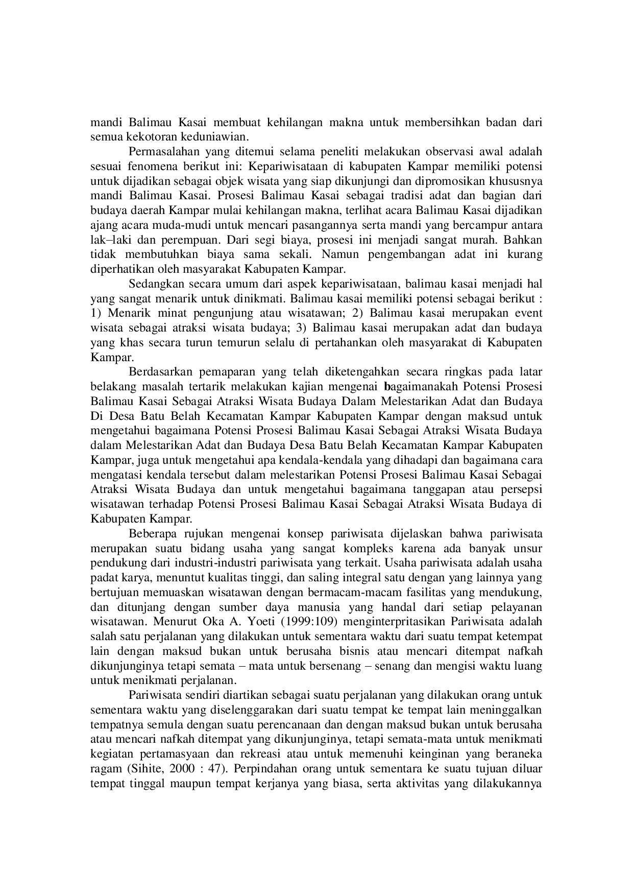 juris Potensi Prosesi Balimau Kasai Sebagai Atraksi Wisata Budaya Dalam Melestarikan Adat DanBudaya Di desa Batu Belah Kecamatan Kampar Kabupaten Kampar