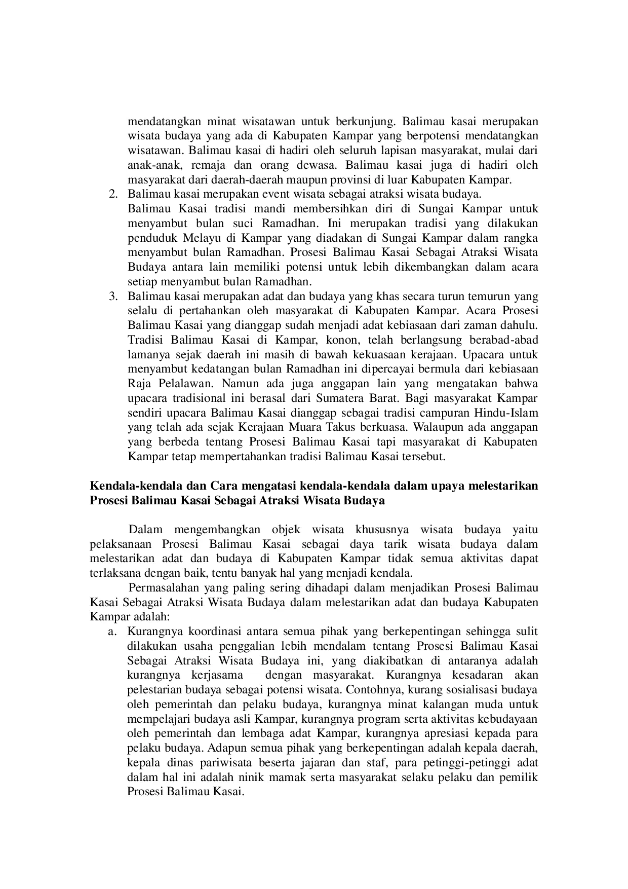 juris Potensi Prosesi Balimau Kasai Sebagai Atraksi Wisata Budaya Dalam Melestarikan Adat DanBudaya Di desa Batu Belah Kecamatan Kampar Kabupaten Kampar