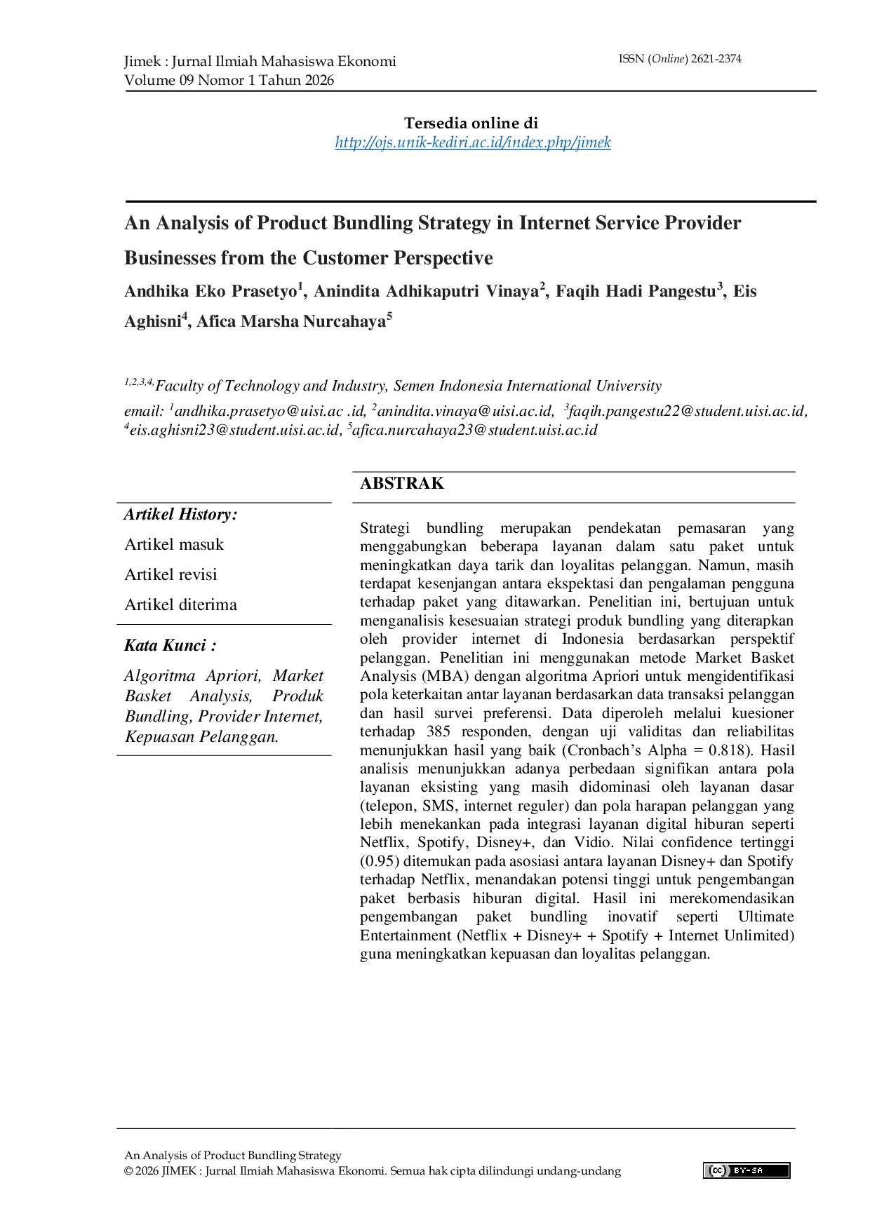 JURIS An Analysis of Product Bundling Strategy in Internet Service Provider Businesses from the Customer Perspective