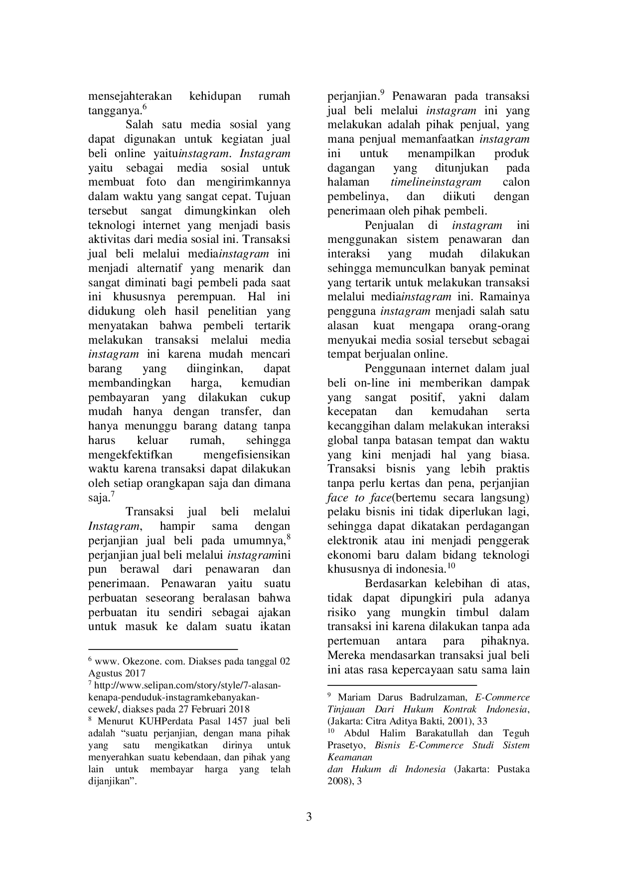 JURIS Transaksi Jual Beli On Line Melalui Media Instagram PPSSHOP88 dengan Akad Salam