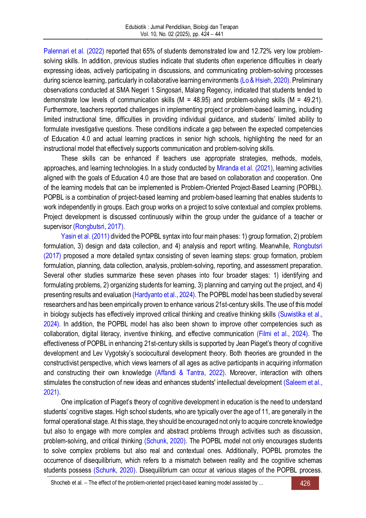 JURIS The effect of the problem oriented project based learning model assisted by artificial intelligence on students problem solving and communication skills