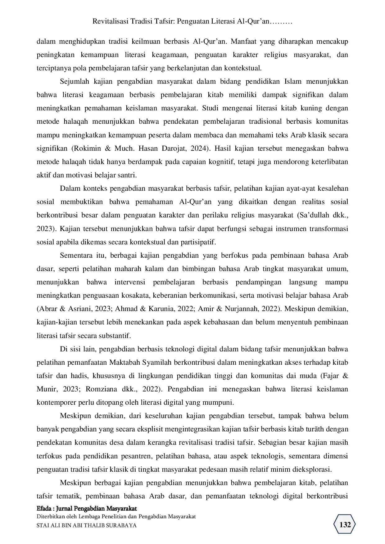 JURIS Revitalisasi Tradisi Tafsir Penguatan Literasi Al Qur an melalui Tafsir al Syawi di Wonosobo