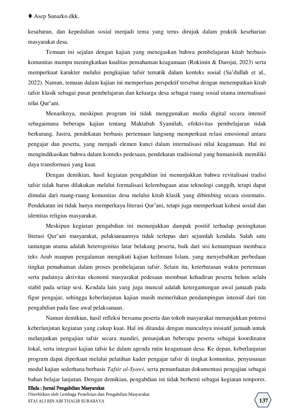 JURIS Revitalisasi Tradisi Tafsir Penguatan Literasi Al Qur an melalui Tafsir al Syawi di Wonosobo