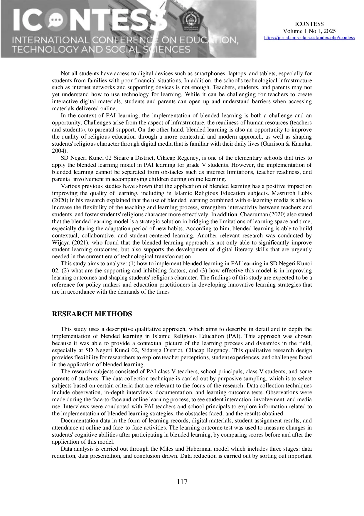 JURIS Islamic Religious Education Learning Innovation Based on Blended Learning in the Digital Era Case Study at SD Negeri Kunci 02 Sidareja
