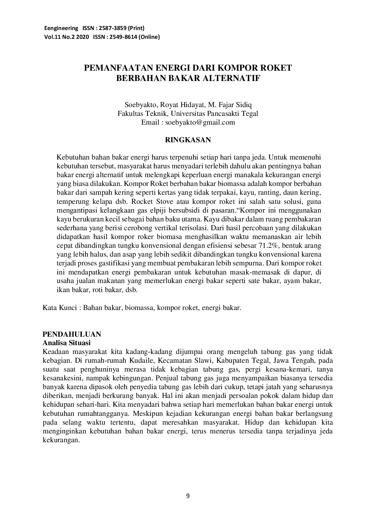 JURIS Pemanfaatan Energi Dari Kompor Roket Berbahan Bakar Alternatif