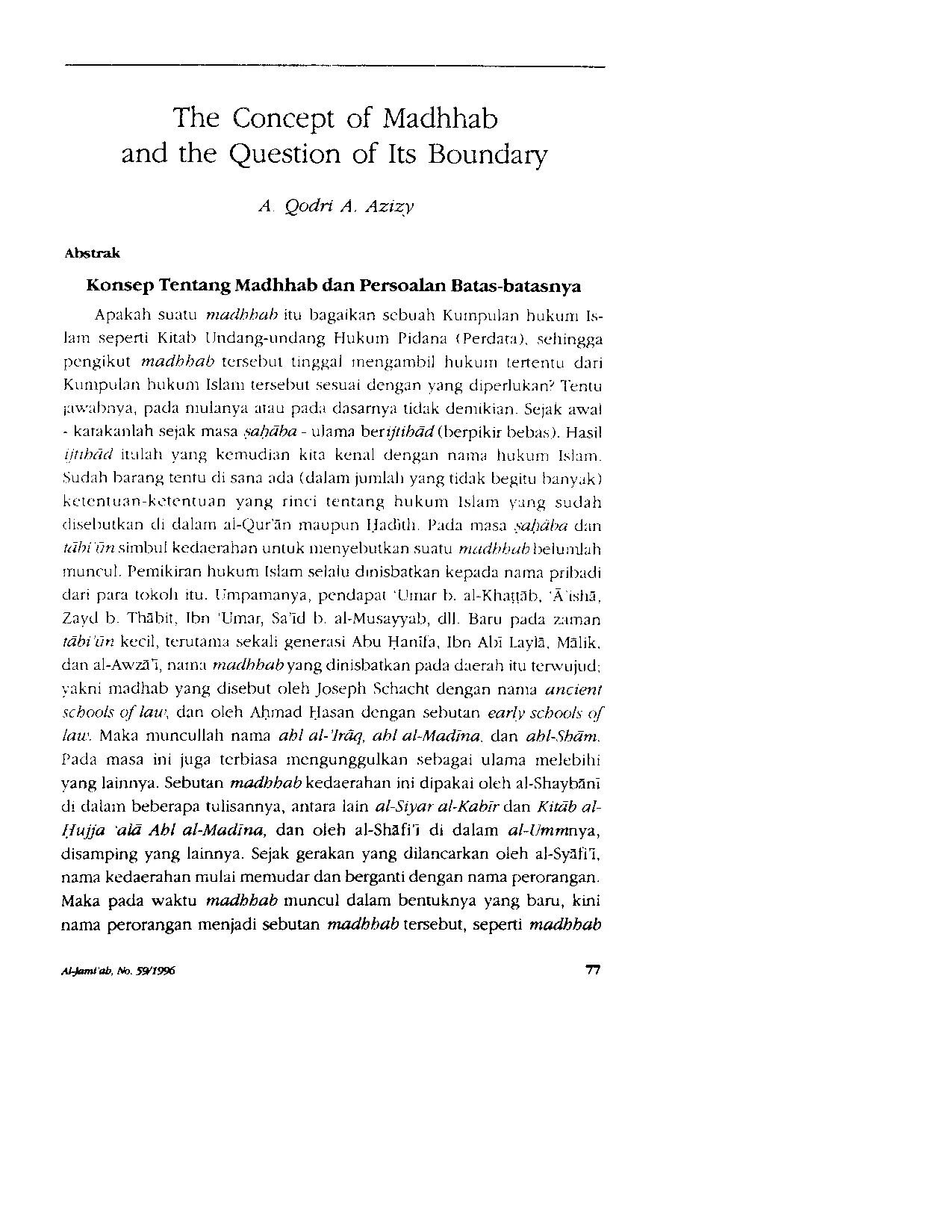 JURIS The Concept of Madhab and the Question of Its Boundary