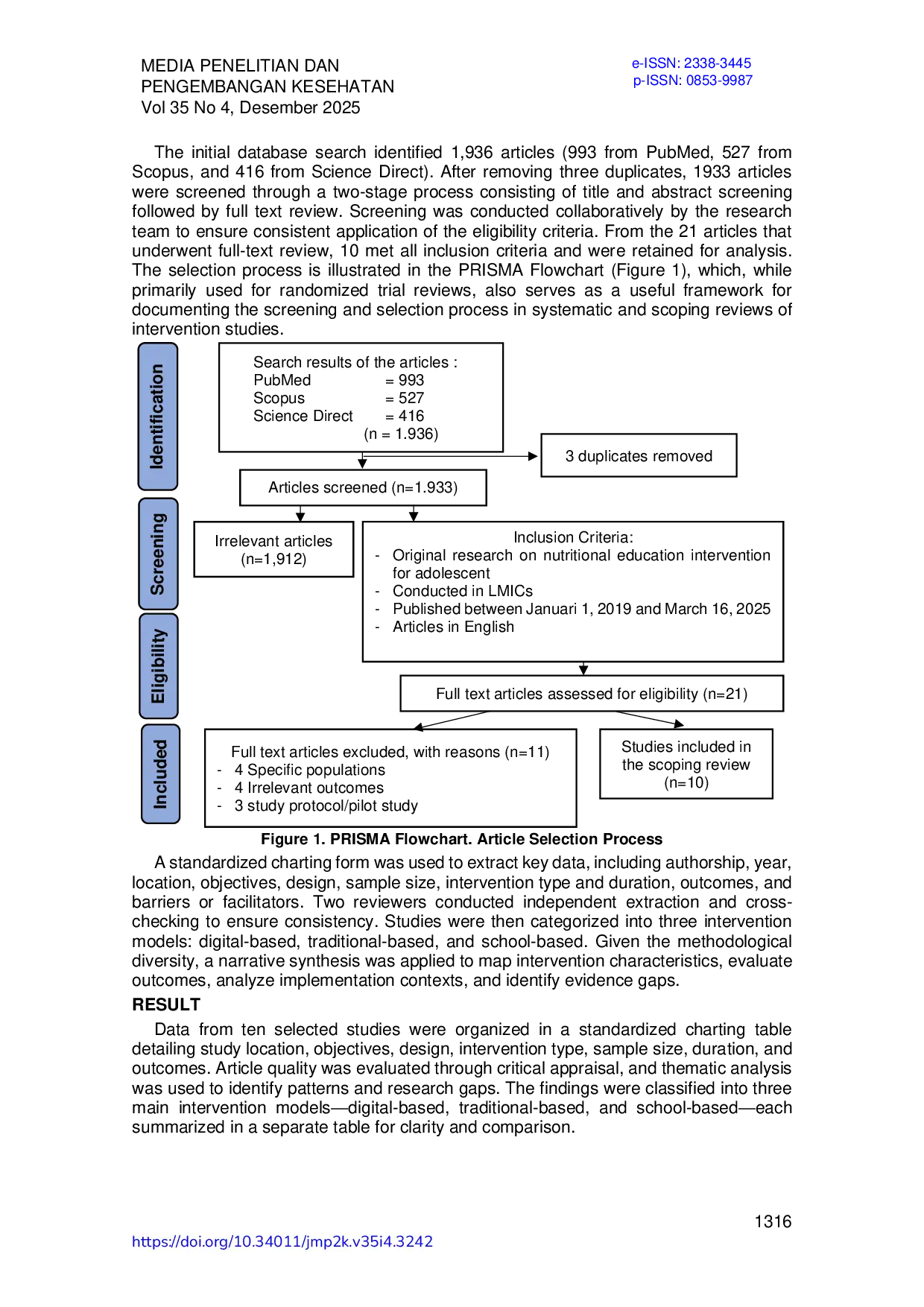 JURIS Model Intervensi Pendidikan Gizi untuk Perubahan Gaya Hidup Remaja Scoping Review