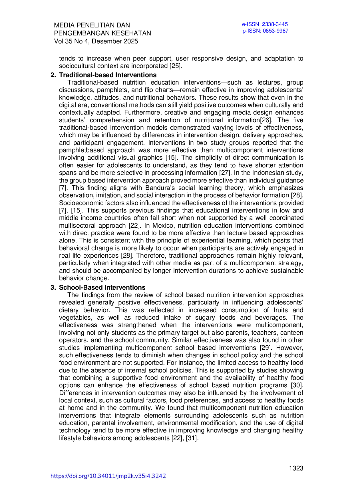 JURIS Model Intervensi Pendidikan Gizi untuk Perubahan Gaya Hidup Remaja Scoping Review