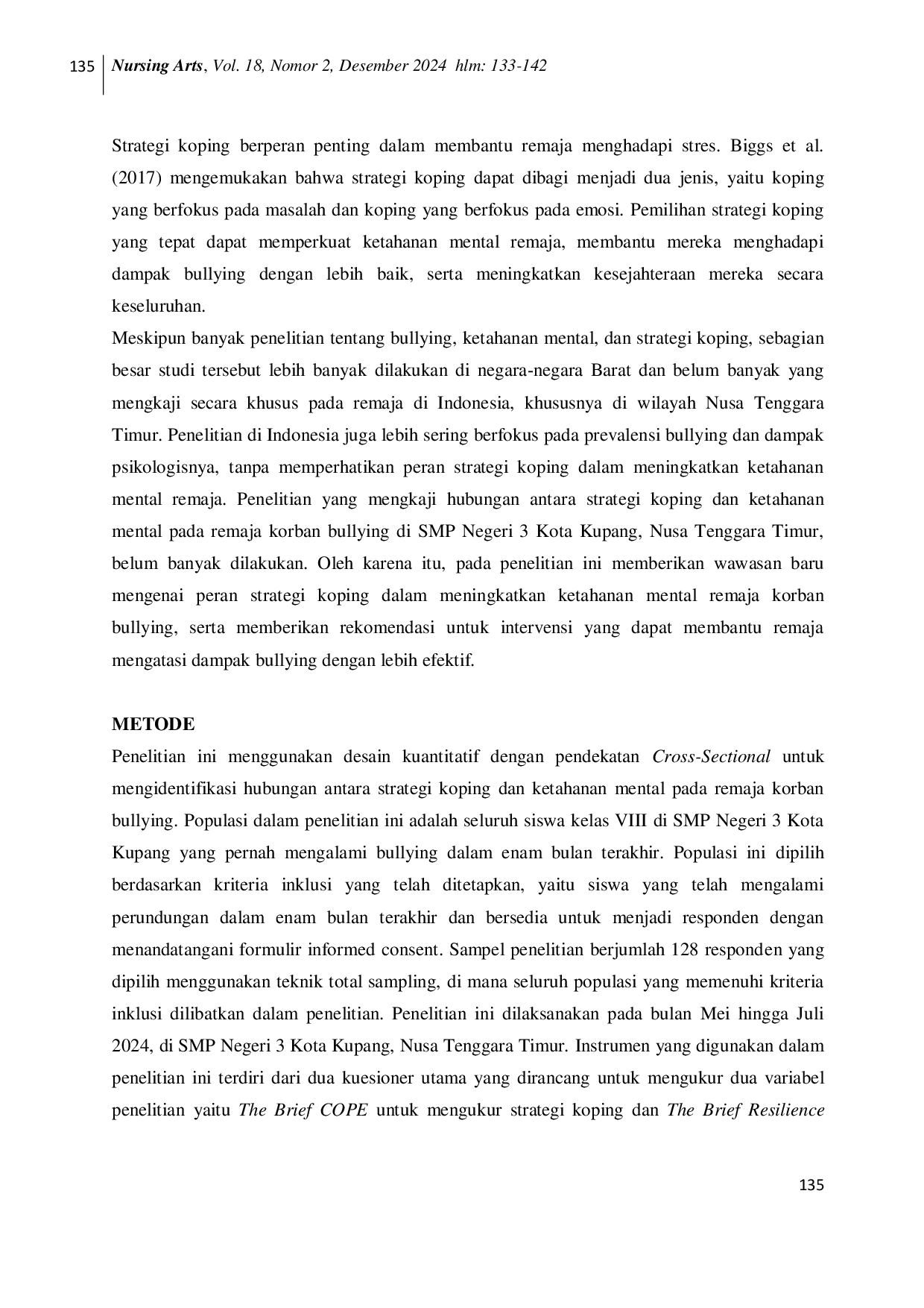 JURIS Pengaruh Strategi Koping Terhadap Ketahanan Mental Remaja Korban Bullying Strategi Koping dan Ketahanan Mental Remaja Korban Bullying