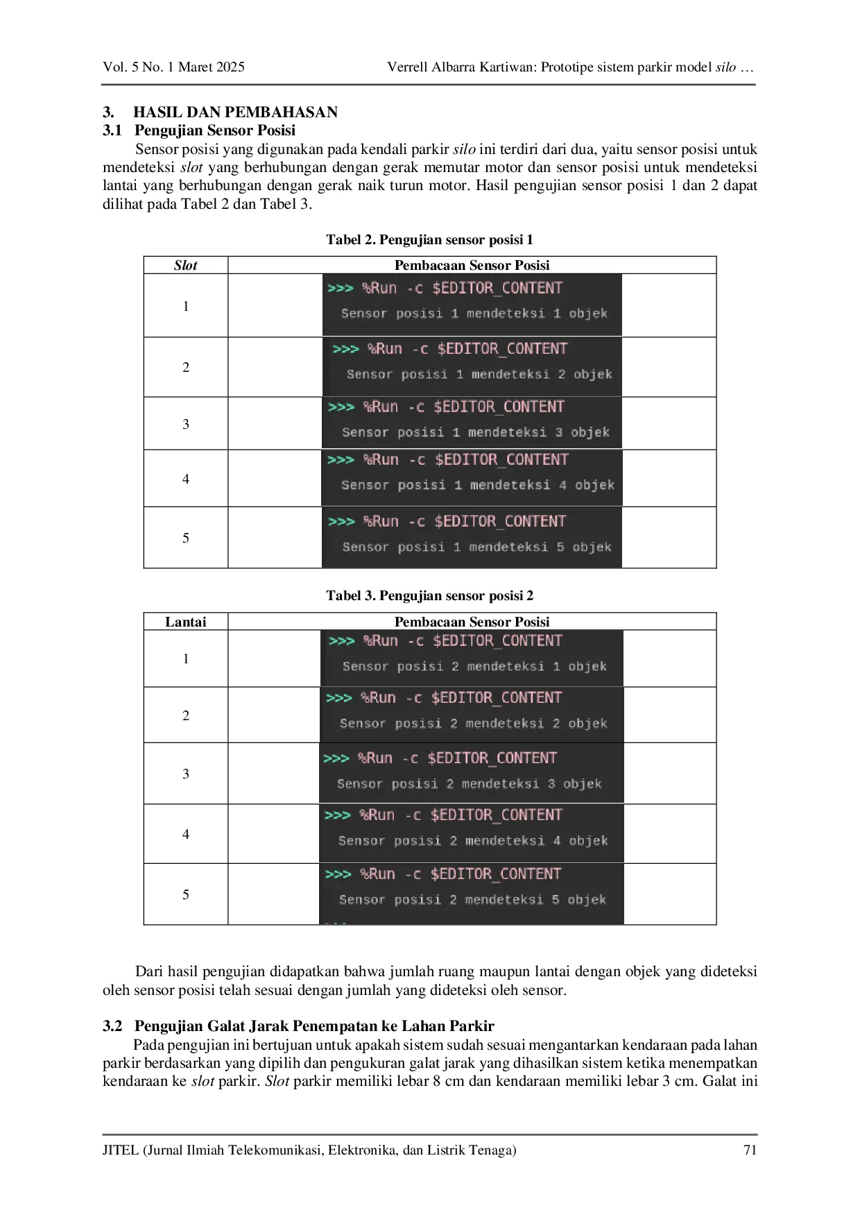 JURIS Prototipe sistem parkir model silo pada gedung bertingkat berbasis Raspberry Pi