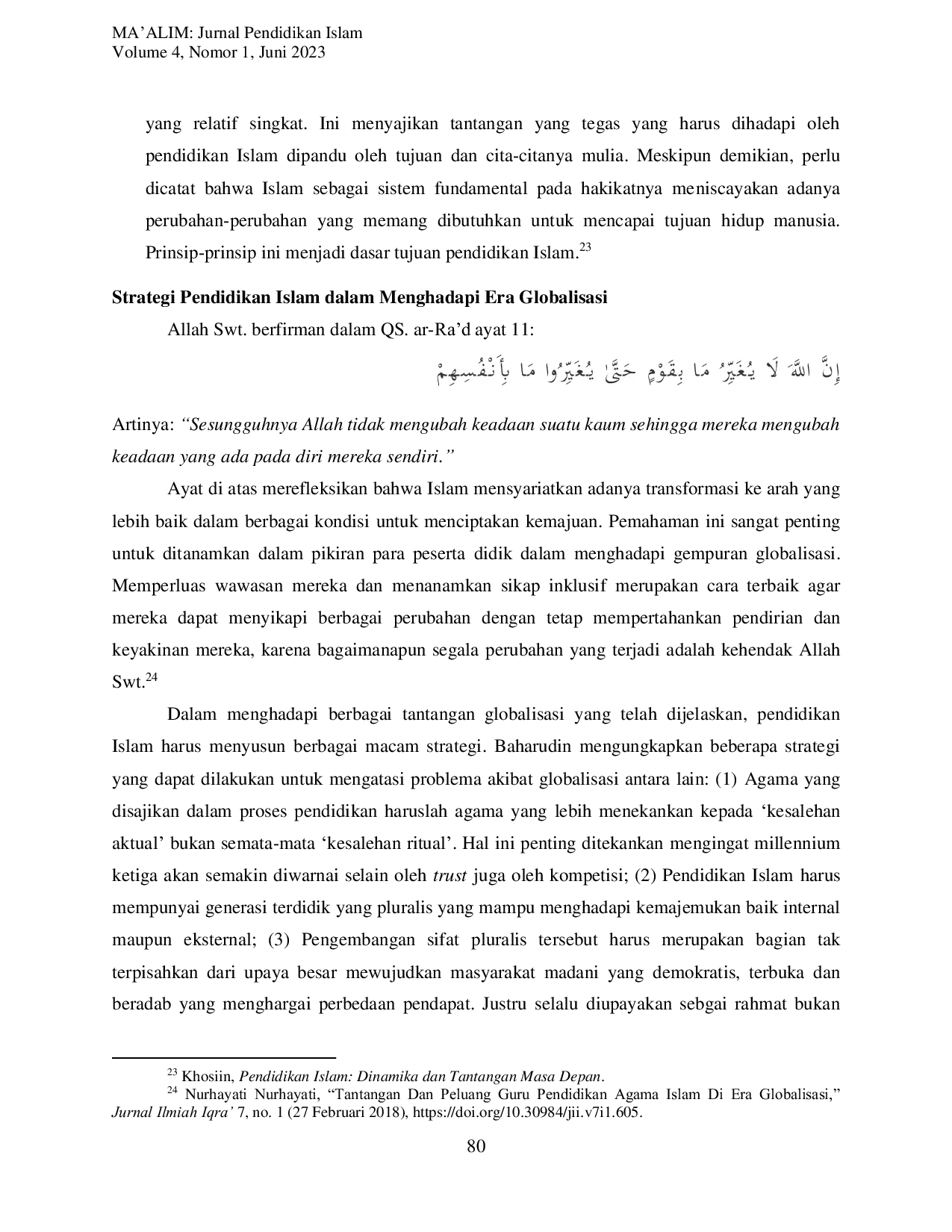 JURIS Menakar Peluang dan Tantangan dalam Membidik Strategi Pendidikan Islam di Era Globalisasi