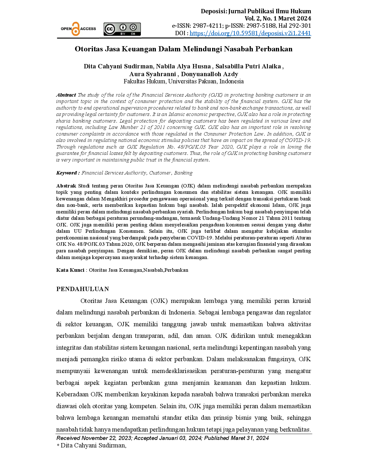 juris Otoritas Jasa Keuangan Dalam Melindungi Nasabah Perbankan