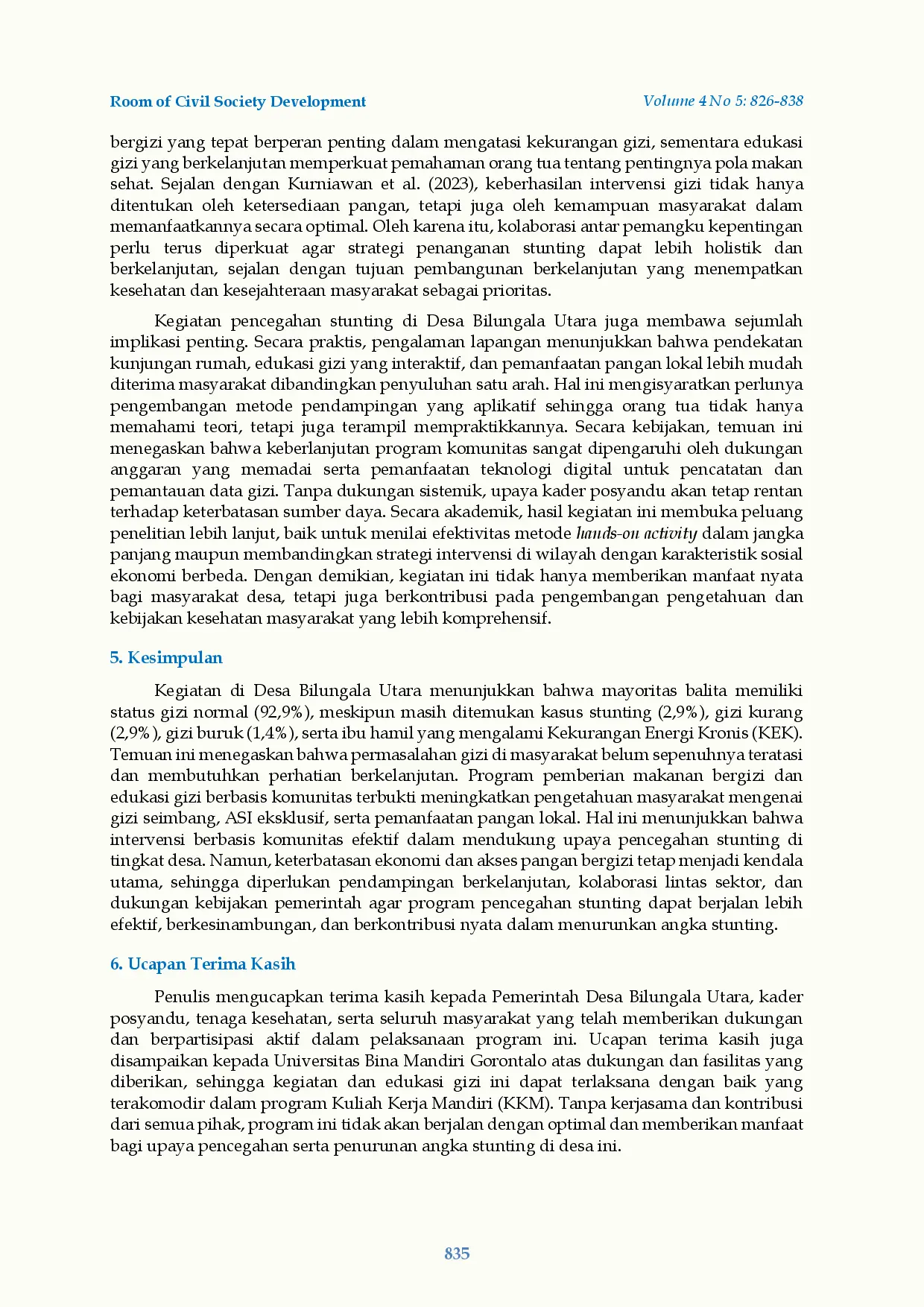 juris Edukasi dan Pemberian Makanan Bergizi Sebagai Strategi Pencegahan Stunting di Desa Bilungala Utara