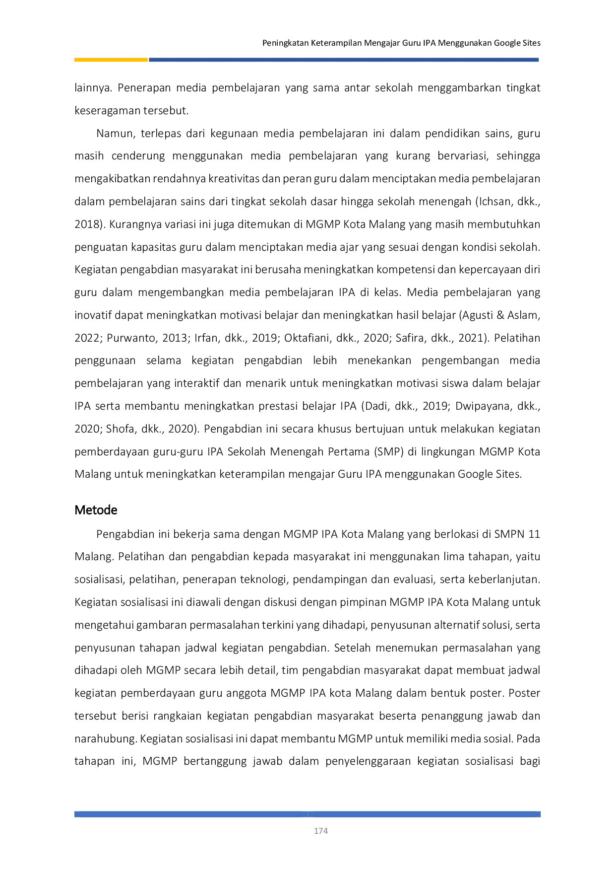 JURIS Peningkatan Keterampilan Mengajar Guru IPA Menggunakan Google Sites