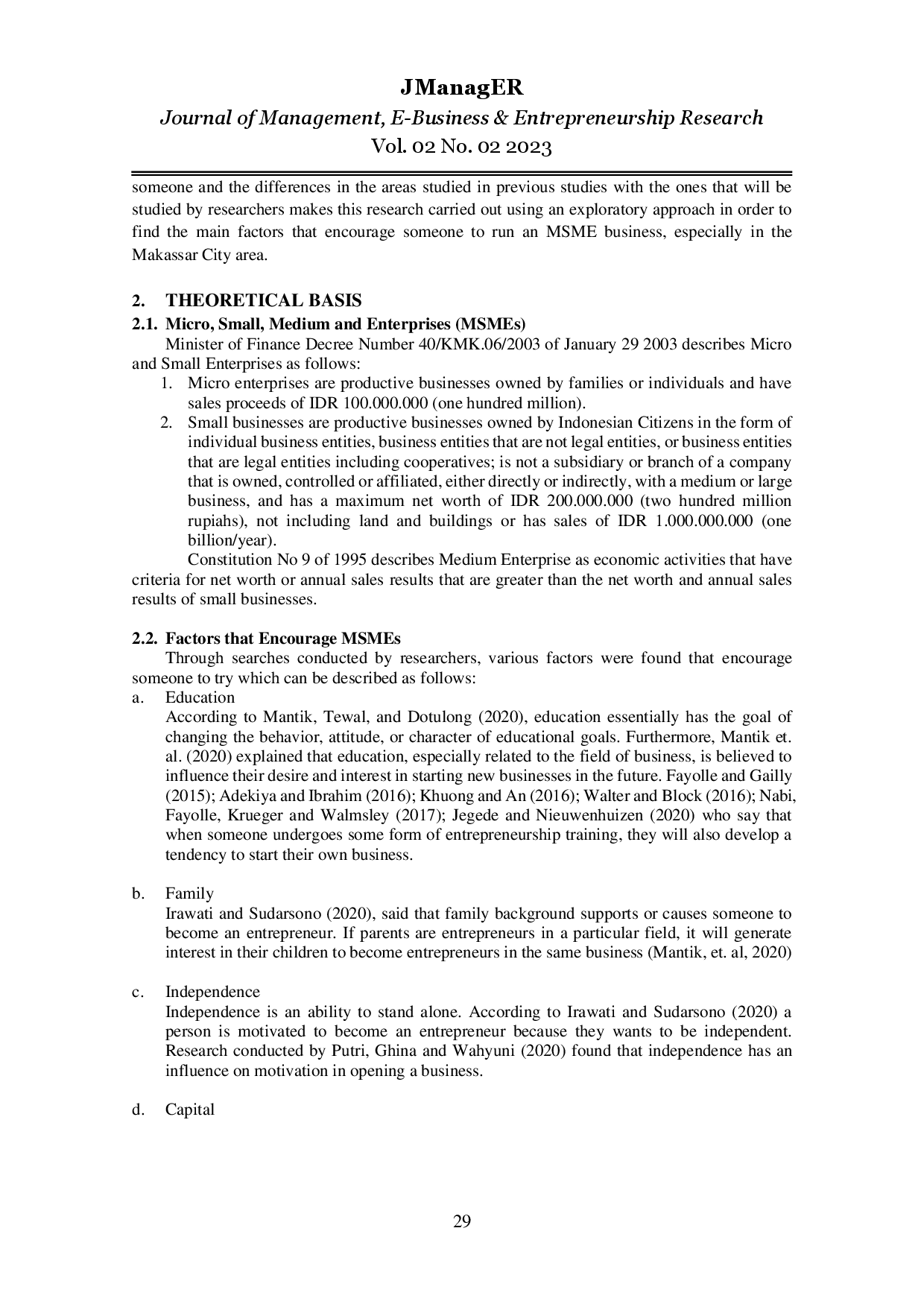 juris The Factors That Encourage People in Makassar City to Become Micro Small and Medium Entrepreneurs