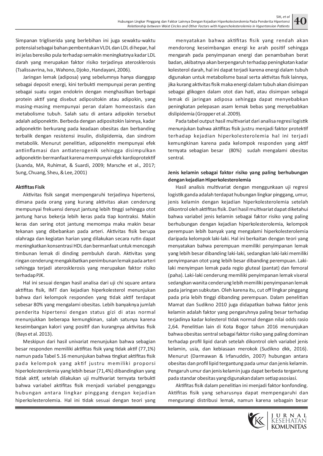 juris Hubungan Lingkar Pinggang Dengan Kejadian Hiperkolesterolemia Pada Penderita Hipertensi di Puskesmas Tegal Gundil Kota Bogor