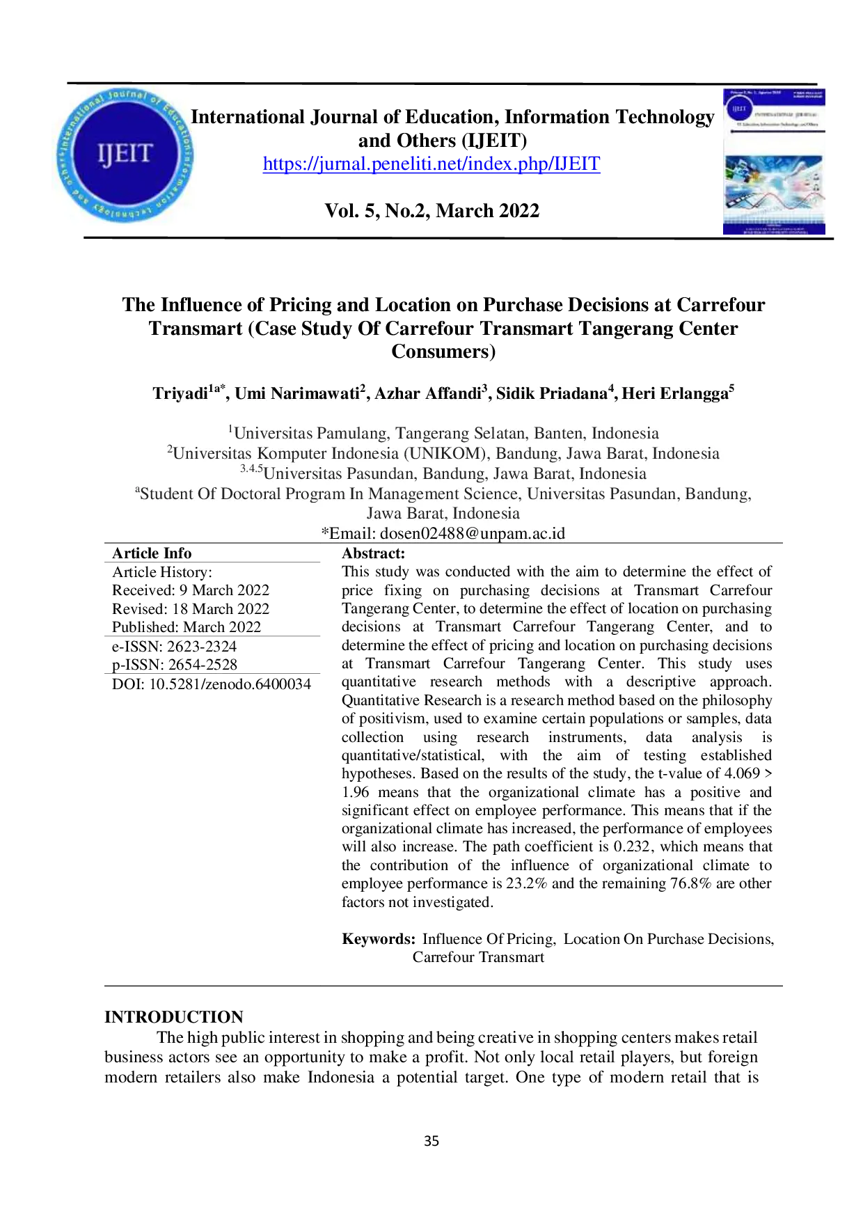JURIS The Influence of Pricing and Location on Purchase Decisions at Carrefour Transmart Case Study of Carrefour Transmart Tangerang Center Consumers