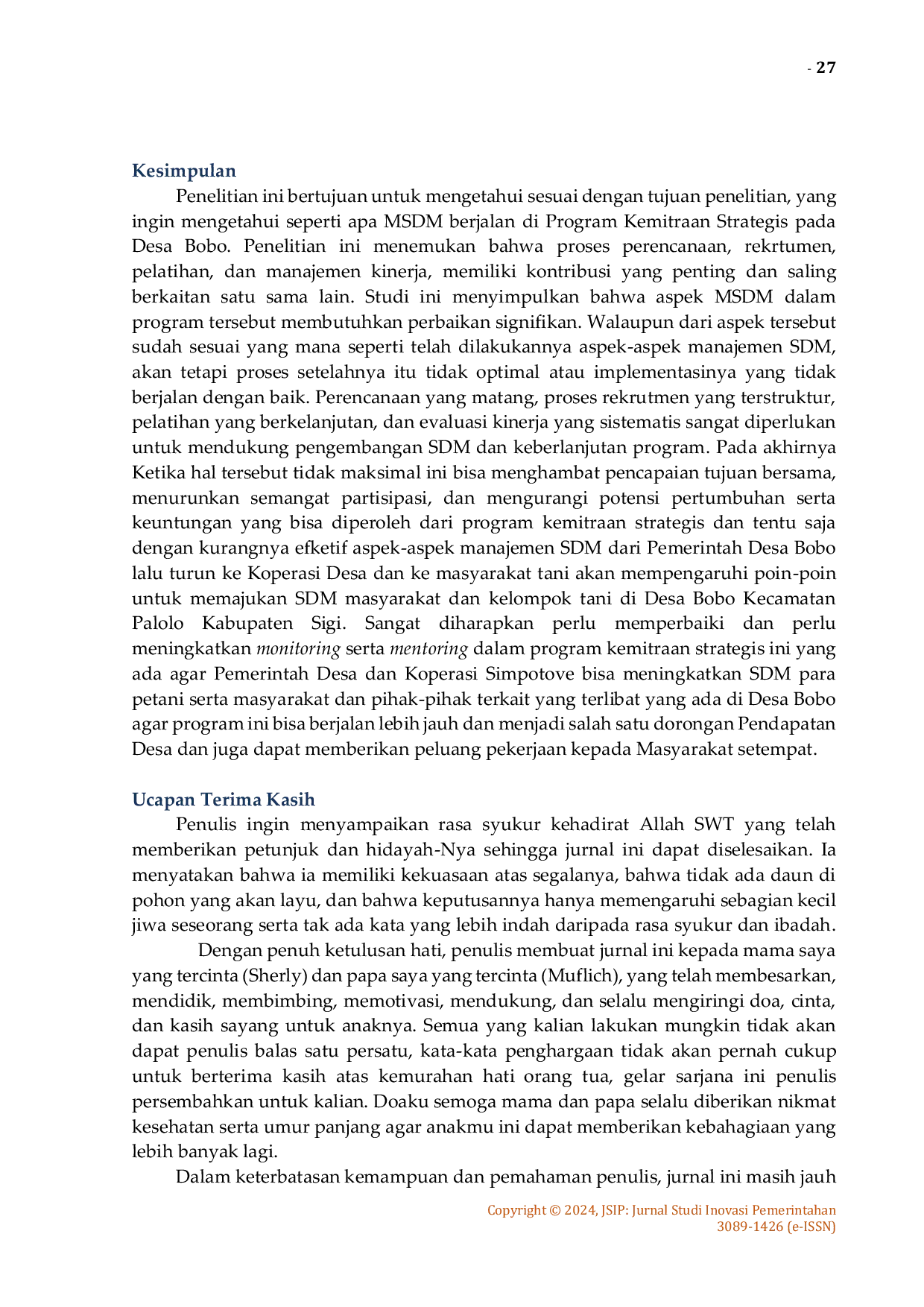 JURIS Kemitraan Strategis Dalam Pengembangan Sumber Daya Petani di Desa Bobo