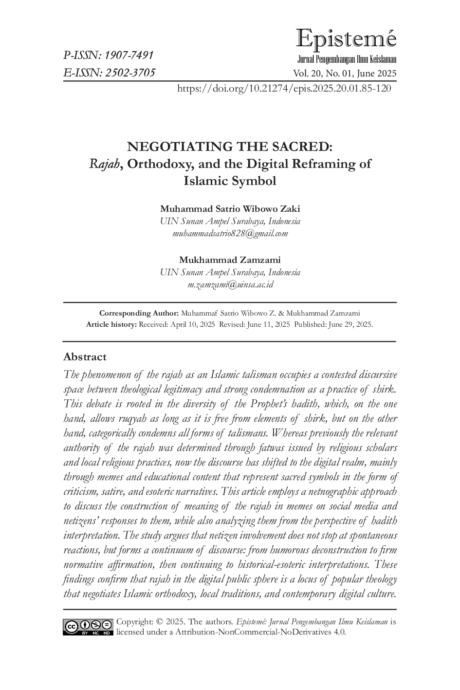 JURIS NEGOTIATING THE SACRED Rajah Orthodoxy and the Digital Reframing of Islamic Symbol