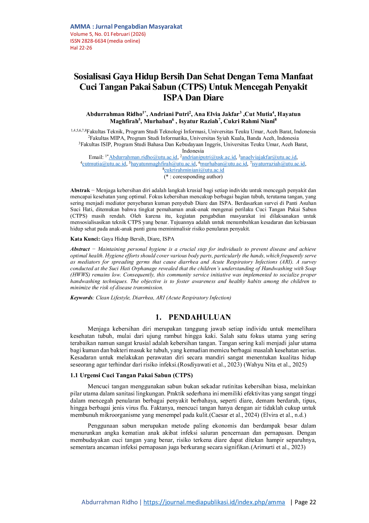 JURIS Sosialisasi Gaya Hidup Bersih Dan Sehat Dengan Tema Manfaat Cuci Tangan Pakai Sabun CTPS Untuk Mencegah Penyakit ISPA Dan Diare